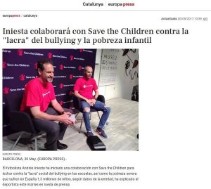 Iniesta colabora Save Children Bullying